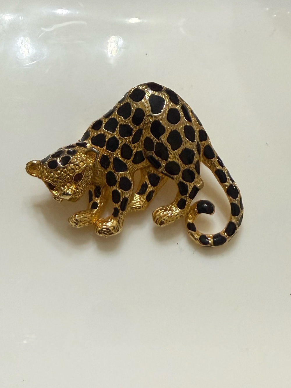 Vintage Gold and Black Leopard Brooch